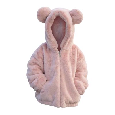 Baby Girls Boys Winter Warm Coats Ear Hooded Faux Fur Fleece Jacket Cotton Fuzzy Winter Warm Bear Ear (Pink, 7-8 Years)