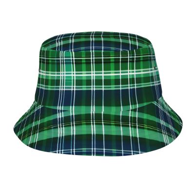 Blue and Green Scottish Tartan Print Unisex Sunhat,Bucket Hat for Sun Protection,Lightweight,Foldable Sun Hat for All Seasons