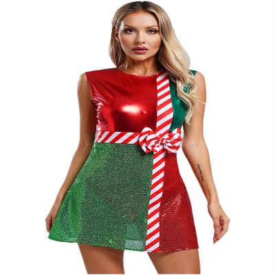 Zaldita Womens Christmas Dance Costume Leotards Dress Santa Claus Cosplay Dress Up for for Xmas Holiday Party Red 3X-Large