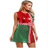 Zaldita Womens Christmas Dance Costume Leotards Dress Santa Claus Cosplay Dress Up for for Xmas Holiday Party Red 3X-Large view 2
