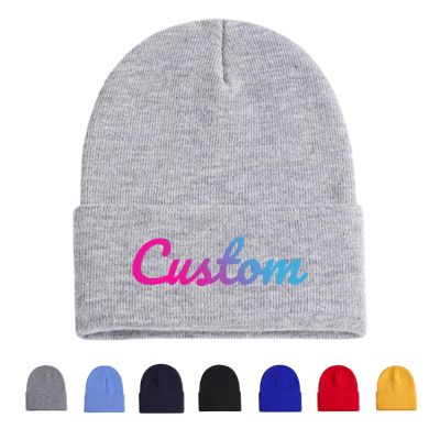Bulk Custom Beanies for Men Women Custom Winter Hat Knit Hats Personalized Beanie Hats Skull Caps with Text Gray