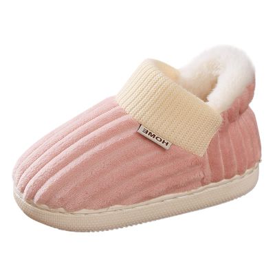 Baby Crochet Slippers Kids Pillow Warm Fuzzy House Slippers Thick Sole Fleece Cotton Soft Cozy Slip-On Plush Slides (Pink, 10 Toddler)