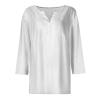 3/4 Length Sleeve Womens Tops Casual Notched V Neck Knit Cute Shirts Button Up Plain Three Quarter Length Dressy Blouses Winter Trendy Althletic Holiday Tunic Tops Fall Sweaters 2025, White, X-Large view 3