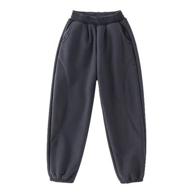 Boys High Waisted Baggy Sweatpants 2024 Fall Jogger Pants 2 Trendy Thermal ounge Trousers with (Grey, 12-13 Years)