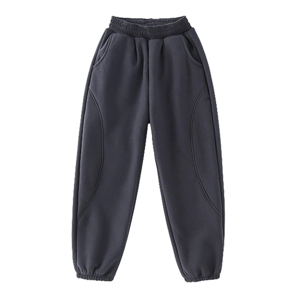 Boys High Waisted Baggy Sweatpants 2024 Fall Jogger Pants 2 Trendy Thermal ounge Trousers with (Grey, 12-13 Years)