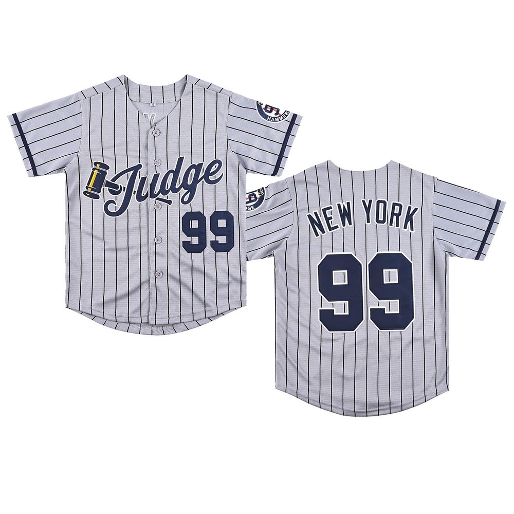Youth New York 99 Baseball Jerseys Stitched Shirts Hip Hop Kids Uniforms for Xmas Party Gift (Gray,Large)