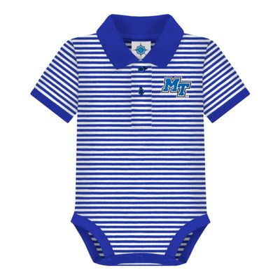 Creative Knitwear College Baby Striped Polo Bodysuit - Middle Tennessee State Blue Raiders Logo, Royal/White, for Boys & Girls, 12 Months