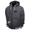 2Bhip NCAA Kansas Sate University Wildcats Adult Gray Full Zip Soft Quilted Hoodie Coat Jacket With Pockets