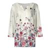 3/4 Length Sleeve Womens Tops Printed Knit Notched V Neck T Shirts Henley Button Three Quarter Casual Dressy Floral Blouses Fall Loose Soft Tunic Tops Winter Clothes 2025, Purple Pink, X-Large view 3