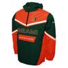 2Bhip NCAA Miami Hurricanes Mens Half Zip Water-resistant Windbreaker Hoodie Pullover With Kangaroo Pocket view 1