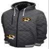 2Bhip NCAA University of Missouri Tigers Adult Gray Full Zip Soft Quilted Hoodie Coat Jackets With Pockets view 1