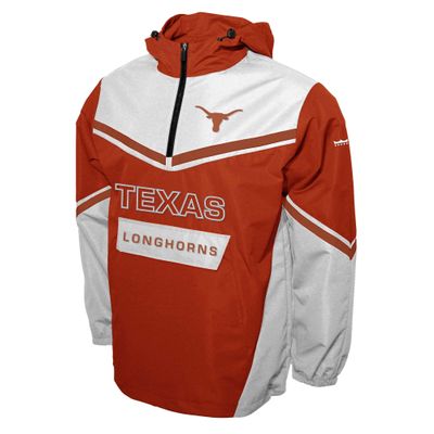 2Bhip NCAA University of Texas Longhorns Mens Half Zip Water-resistant Windbreaker Hoodie Pullover With Pocket