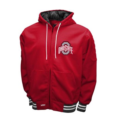2Bhip NCAA Ohio State University Buckeyes Adult Red Grind Hoodie Coat Full Zip Up Fleece Jacket with Pockets