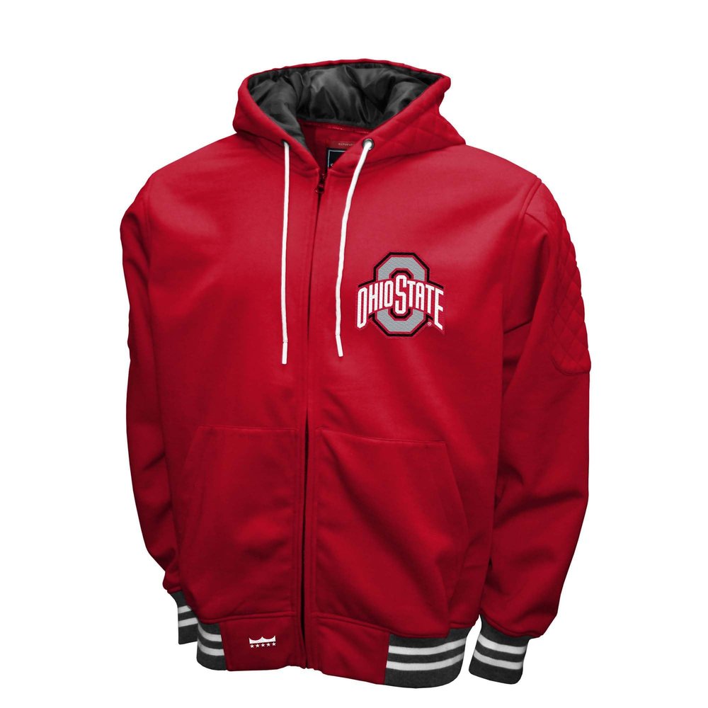 2Bhip NCAA Ohio State University Buckeyes Adult Red Grind Hoodie Coat Full Zip Up Fleece Jacket with Pockets
