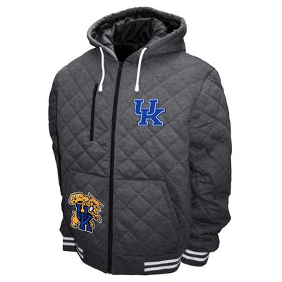 2Bhip NCAA University of Kentucky Wildcats Adult Gray Full Zip Soft Quilted Hoodie Coat Jacket with Pockets