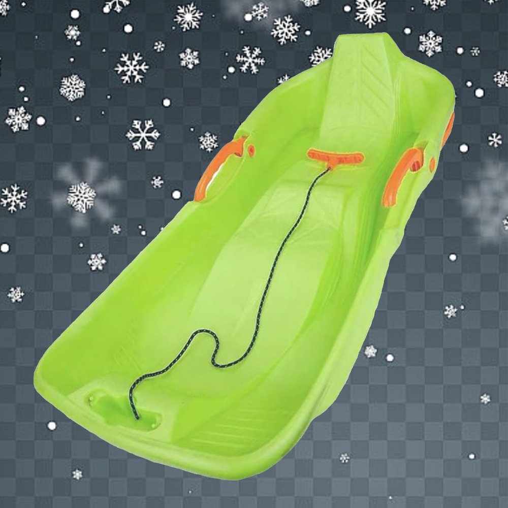 Happy Children's Sledding, Winter Tandem Sledges, Children's Sledges, Sledges with Brakes and Pull Ropes, Plastic High Back Sledges