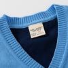 Boys and Toddler's V-Neck Knit Cardigan Sweater Cartoon Lion School Uniform Cardigan Button Down (Blue, 3-4 Years) view 2