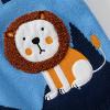 Boys and Toddler's V-Neck Knit Cardigan Sweater Cartoon Lion School Uniform Cardigan Button Down (Blue, 3-4 Years) view 3