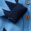 Boys and Toddler's V-Neck Knit Cardigan Sweater Cartoon Lion School Uniform Cardigan Button Down (Blue, 3-4 Years) view 4