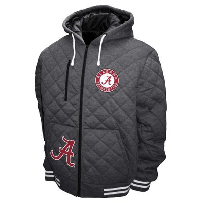2Bhip NCAA Alabama Crimson Tide Adult Gray Full Zip Soft Quilted Hoodie Coat Jackets With Pockets Campus Jacket