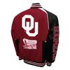 2Bhip NCAA University of Oklahoma Sooners Adult Red & Black Spirit Twill Bomber Jacket Fall Coat Campus Jackets view 2