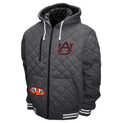 2Bhip NCAA Auburn University Tigers Adult Gray Full Zip Soft Quilted Hoodie Coat Jacket With Pockets
