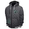 2Bhip NCAA Michigan State University Spartans Adult Gray Full Zip Soft Quilted Hoodie Coat Jacket With Pockets view 1