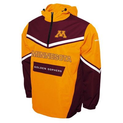 2Bhip NCAA Minnesota Golden Gophers Adult Half Zip Water-resistant Windbreaker Hoodie Pullover With Pocket