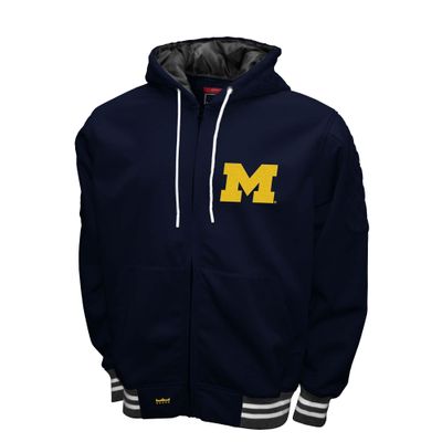 2Bhip NCAA Michigan University Wolverines Adult Navy Grind Hoodie Coat Full Zip Up Fleece Jackets with Pockets