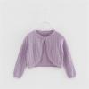 Toddler Girls Cardigan Sweater Bolero Shrug Baby Kids Long Sleeve Cropped Dress Up Lace Button (Purple, 12-18 Months) view 2