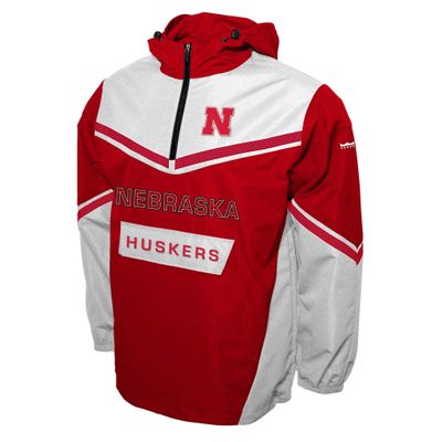 2Bhip NCAA University of Nebraska Huskers Mens Half Zip Water-Resistant Windbreaker Hoodie Pullover Jacket