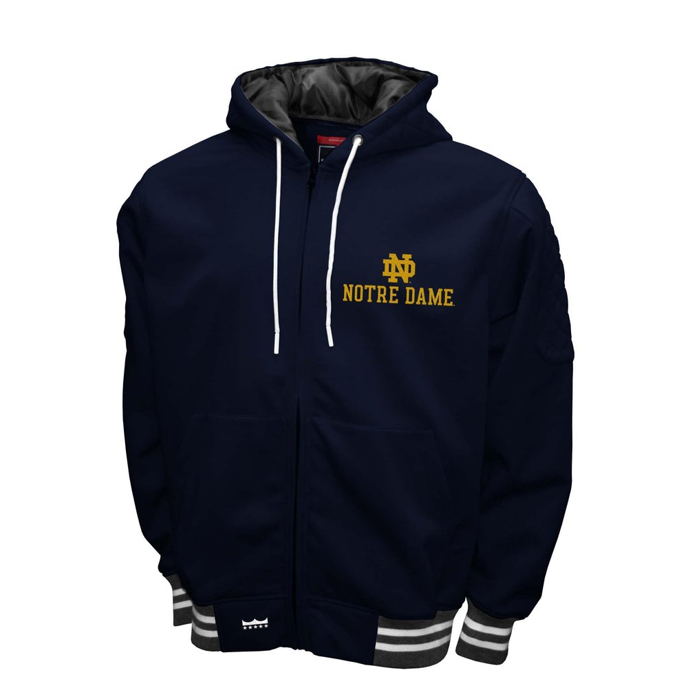 2Bhip NCAA Notre Dame Fighting Irish Adult Navy Grind Hoodie Coat Full Zip Up Fleece Jackets With Pockets
