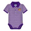 Creative Knitwear College Baby Striped Polo Bodysuit - Northern Iowa Logo, Purple/White, for Boys & Girls, 3-6 Months view 1