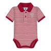 College Baby Striped Polo Bodysuit - Troy Trojans "T" Sword Logo, Crimson/White, for Boys & Girls, 6-9 Months view 1