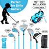 Shorties Golf - Tot Kids Golf Club Set | Perfect for Toddler Golfers and Kids 38"- 42" Tall | EasyCarry Stand Bag | Driver, 30-Degree Hybrid, 7-Iron, Pitching Wedge, Putter | Blue Right Orientation view 2
