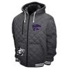 2Bhip NCAA Kansas Sate University Wildcats Adult Gray Full Zip Soft Quilted Hoodie Coat Jacket With Pockets view 1