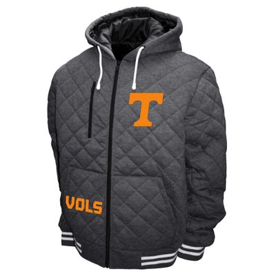 2Bhip NCAA University of Tennessee VOLS Adult Gray Full Zip Soft Quilted Hoodie Coat Jacket With Pockets