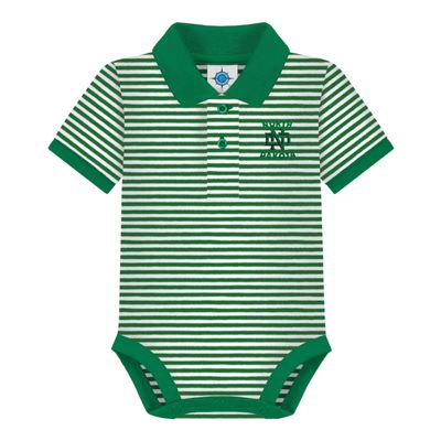 Creative Knitwear College Baby Striped Polo Bodysuit - North Dakota Fighting Hawks Logo, Kelly/White, 0-3 Months