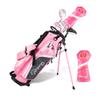 Shorties Golf - Junior Kids Golf Club Set | Perfect for Junior Golfers, and Kids 46"-51" Tall | EasyCarry Stand Bag | Driver, 30-Degree Hybrid, 7-Iron, Pitching Wedge, Putter | Pink Right Orientation view 1