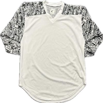 Youth PS Hockey Practice Jersey Mesh Polyester Hockey Jersey for Youth- Ice Hockey Athletic Plain Sports Jersey with Pullover Closure, Long Sleeves-White/Camo-Youth Mite