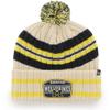 47 Michigan Wolverines Natural Hone Cuff Striped Beanie Hat with Pom Pom - NCAA Premium Cuffed Knit Hat view 1