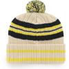 47 Michigan Wolverines Natural Hone Cuff Striped Beanie Hat with Pom Pom - NCAA Premium Cuffed Knit Hat view 2