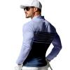 SQPO Men's Long Sleeve Blue Stripes Quick Dry Golf 3 Button Shirt Casual Lightweight Collared Polo Running Shirt 4X-Large view 2