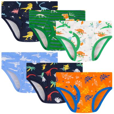 JAHSIYI Boys Underwear Size 8 7 Kids Soft 100% Cotton Briefs Age 7-8 Years Old Children's Dinosaur Cartoon Dino Print Underpants Medium Undies 7T 8T M Clothes