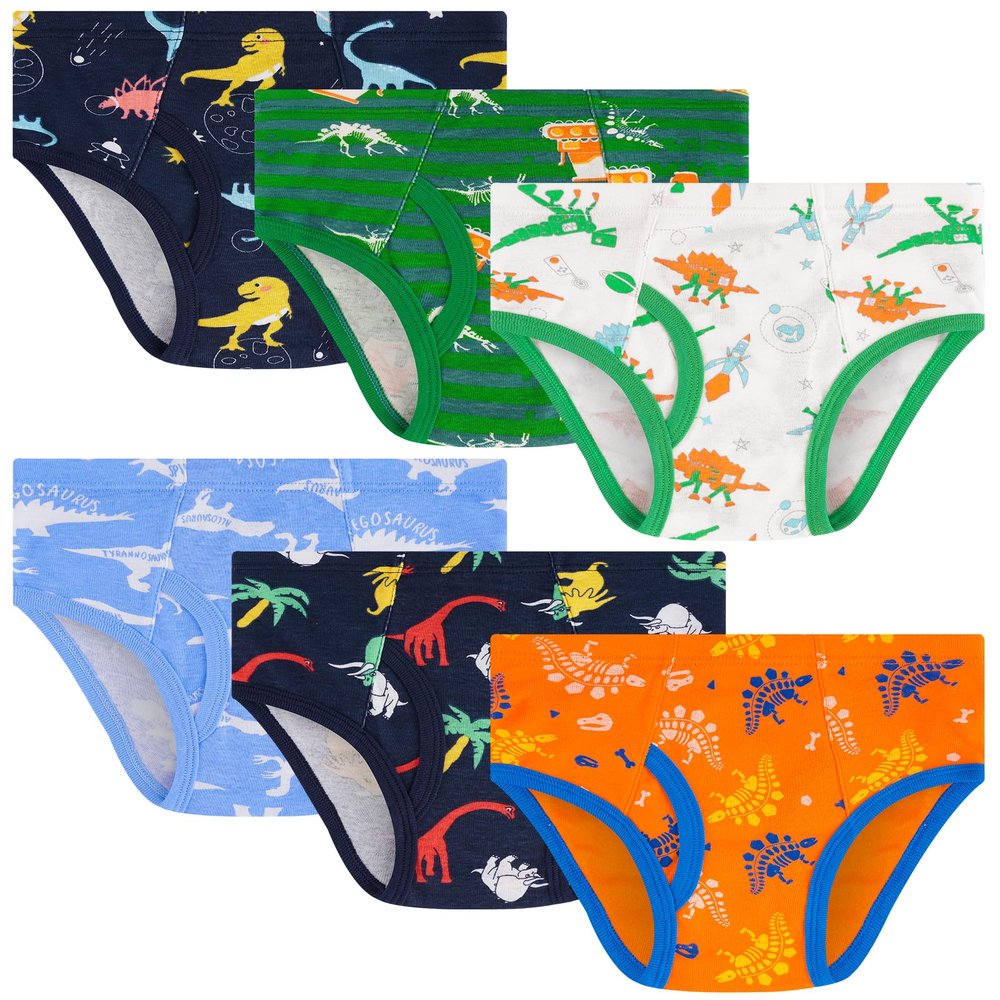 JAHSIYI Boys Underwear Size 8 7 Kids Soft 100% Cotton Briefs Age 7-8 Years Old Children's Dinosaur Cartoon Dino Print Underpants Medium Undies 7T 8T M Clothes