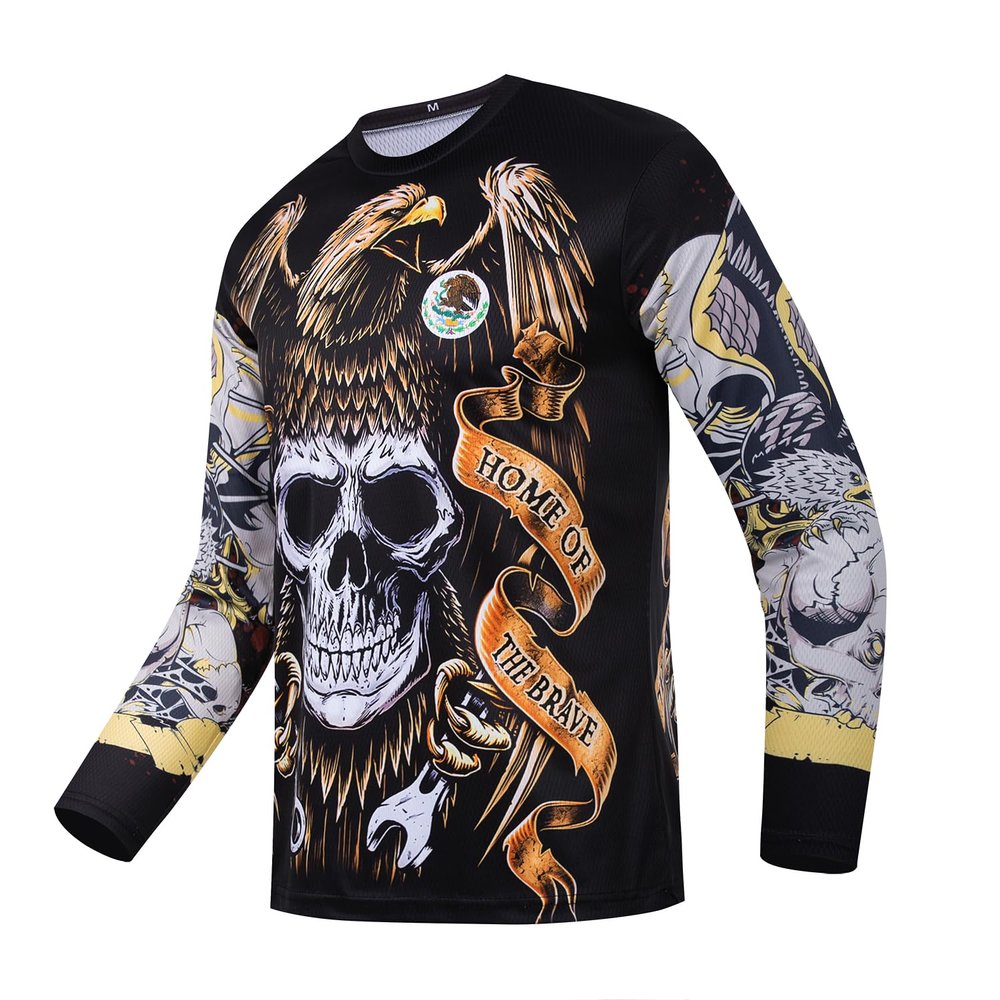 Men's Mountain Bike Jersey Long Sleeve MTB Off-Road Motocross Jersey Quick Dry Downhill&Motocross Shirts (US, Alpha, X-Large, Regular, Regular, MLTY004)