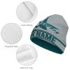 City Custom Football Beanie Hat for Men Women Color-Block Personalized Name Cuffed Knit Hats Warm Winter Cap Fan Gift Green Gray view 4