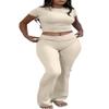YETOWA Women's 2 Piece Lounge Outfits with Slim Short Sleeve Tops and Low Rise Flare Leggings Sets Versatile Yoga Fall Sweatsuit view 1