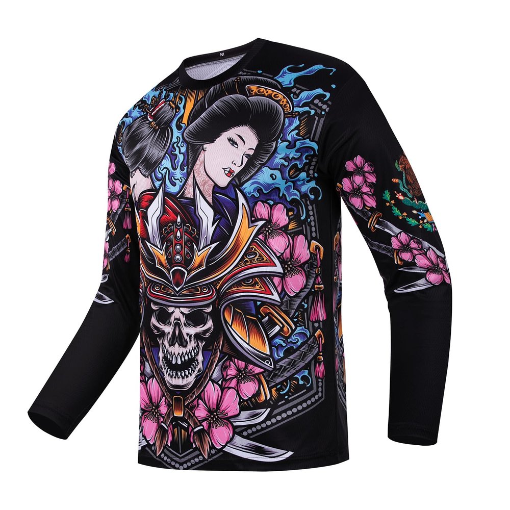 Men's Mountain Bike Jersey Long Sleeve MTB Off-Road Motocross Jersey Quick Dry Downhill&Motocross Shirts (US, Alpha, Medium, Regular, Regular, MLTY005)