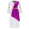 Lejafay Women's Greek God Dress Costume Greece Toga Cosplay Dress Robe Praise Dance Dress Gown Purple XX-Large view 3